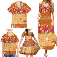Hawaii Hibiscus Family Matching Summer Maxi Dress and Hawaiian Shirt Turtles and Tribal Motifs Vintage Floral Style LT03 - Polynesian Pride