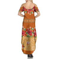 Hawaii Hibiscus Family Matching Summer Maxi Dress and Hawaiian Shirt Turtles and Tribal Motifs Vintage Floral Style LT03 - Polynesian Pride