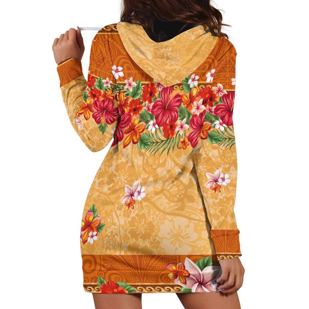 Hawaii Hibiscus Hoodie Dress Turtles and Tribal Motifs Vintage Floral Style LT03 - Polynesian Pride