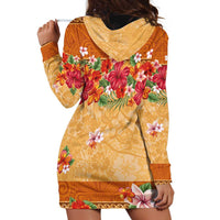 Hawaii Hibiscus Hoodie Dress Turtles and Tribal Motifs Vintage Floral Style LT03 - Polynesian Pride