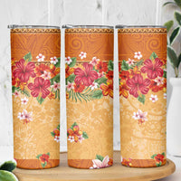 Hawaii Hibiscus Skinny Tumbler Turtles and Tribal Motifs Vintage Floral Style LT03 - Polynesian Pride