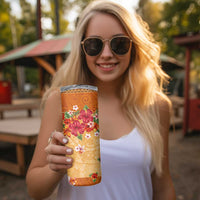 Hawaii Hibiscus Skinny Tumbler Turtles and Tribal Motifs Vintage Floral Style LT03 - Polynesian Pride