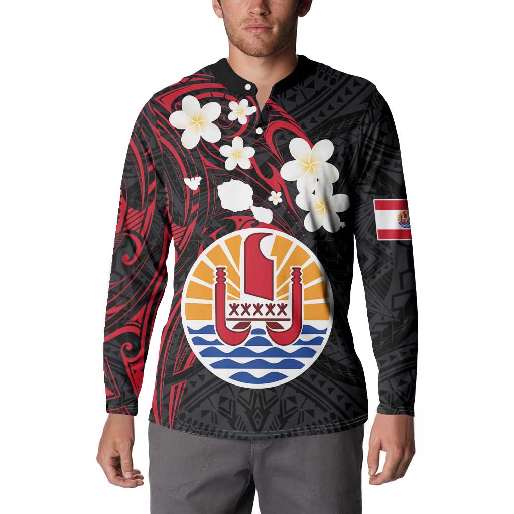 French Polynesia Tiare Day Button Sweatshirt Seal and Polynesian Pattern
