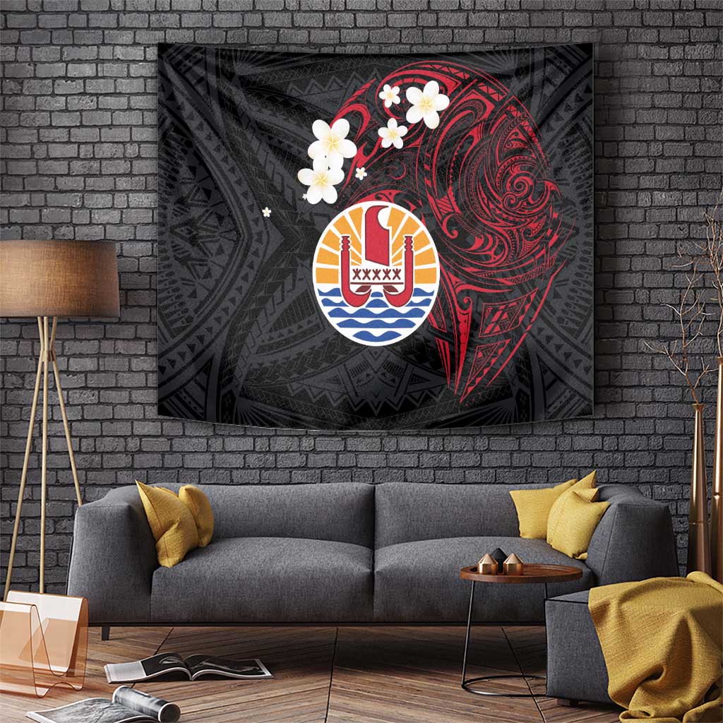 French Polynesia Tiare Day Tapestry Seal and Polynesian Pattern