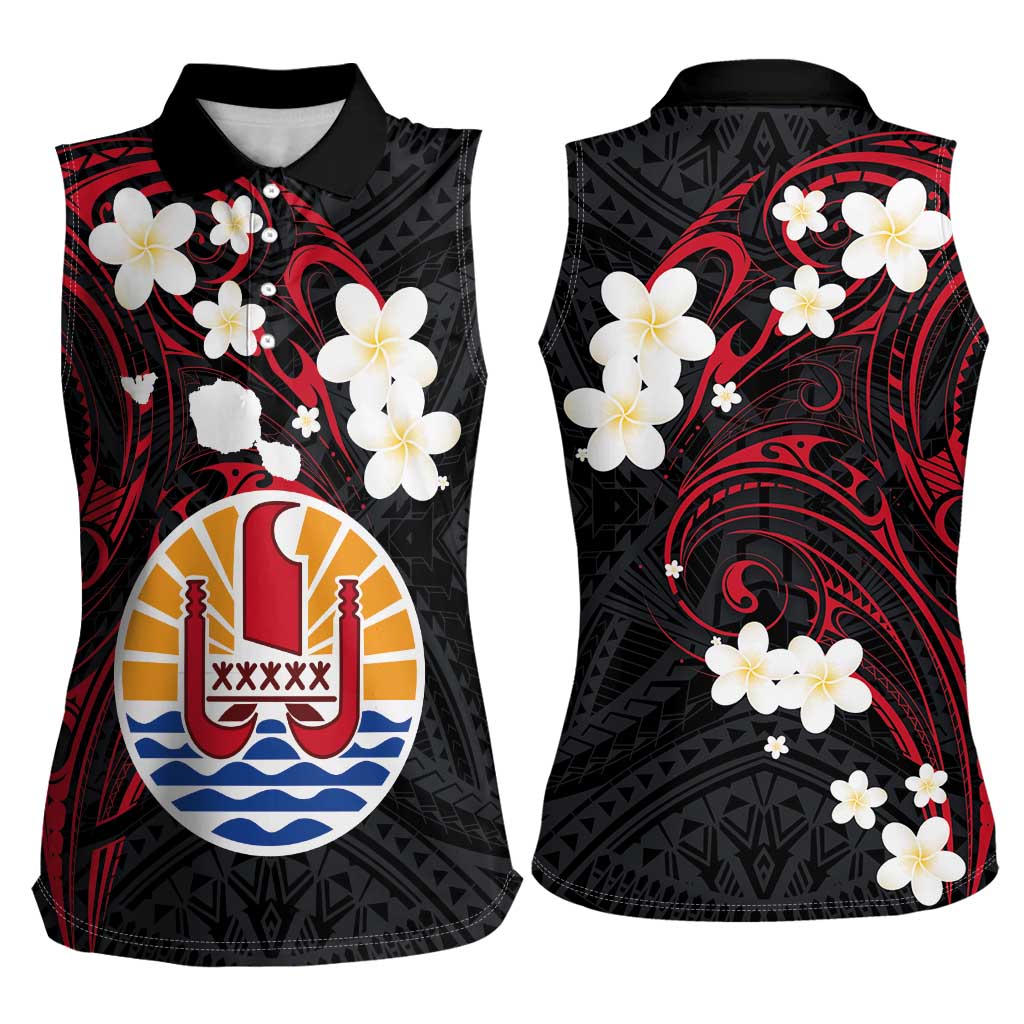 French Polynesia Tiare Day Women Sleeveless Polo Shirt Seal and Polynesian Pattern