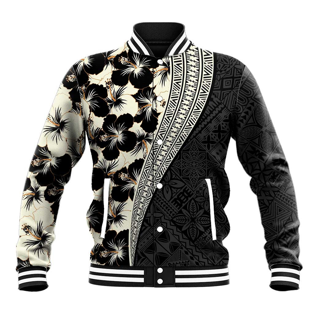Bula Hibiscus Festival Baseball Jacket Tapa Pattern Half Style
