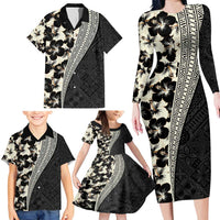 Bula Hibiscus Festival Family Matching Long Sleeve Bodycon Dress and Hawaiian Shirt Tapa Pattern Half Style LT03 - Polynesian Pride