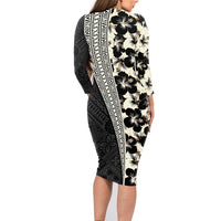 Bula Hibiscus Festival Family Matching Long Sleeve Bodycon Dress and Hawaiian Shirt Tapa Pattern Half Style LT03 - Polynesian Pride