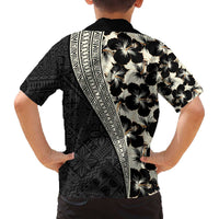 Bula Hibiscus Festival Family Matching Off The Shoulder Long Sleeve Dress and Hawaiian Shirt Tapa Pattern Half Style LT03 - Polynesian Pride