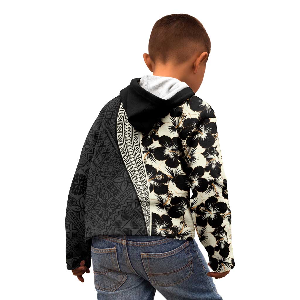 Bula Hibiscus Festival Kid Hoodie Tapa Pattern Half Style