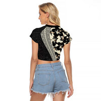 Bula Hibiscus Festival Raglan Cropped T Shirt Tapa Pattern Half Style
