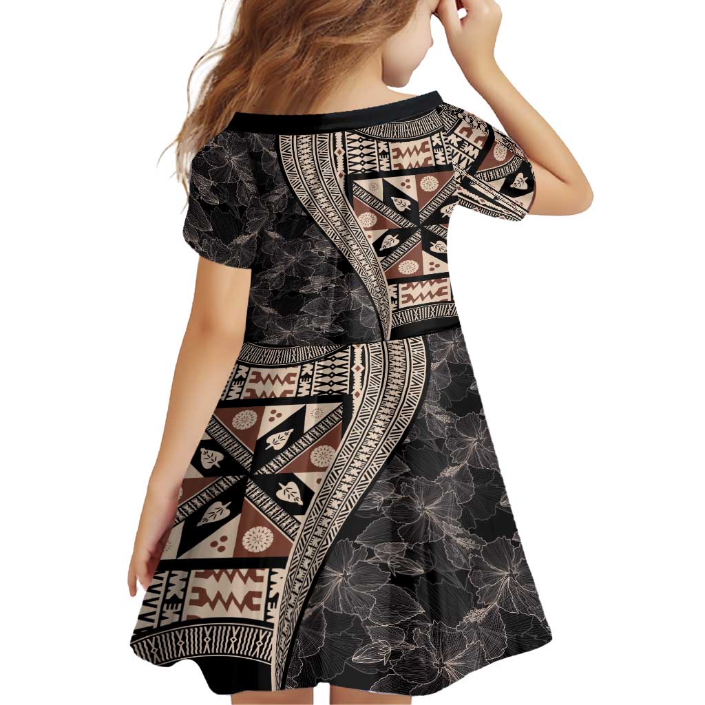 Bula Hibiscus Festival Family Matching Summer Maxi Dress and Hawaiian Shirt Fijian Masi Pattern Half Style LT03 - Polynesian Pride