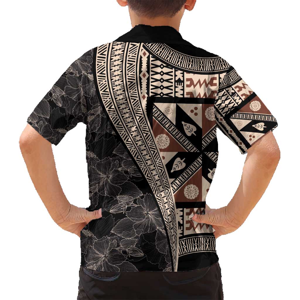 Bula Hibiscus Festival Family Matching Tank Maxi Dress and Hawaiian Shirt Fijian Masi Pattern Half Style LT03 - Polynesian Pride