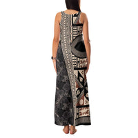 Bula Hibiscus Festival Family Matching Tank Maxi Dress and Hawaiian Shirt Fijian Masi Pattern Half Style LT03 - Polynesian Pride