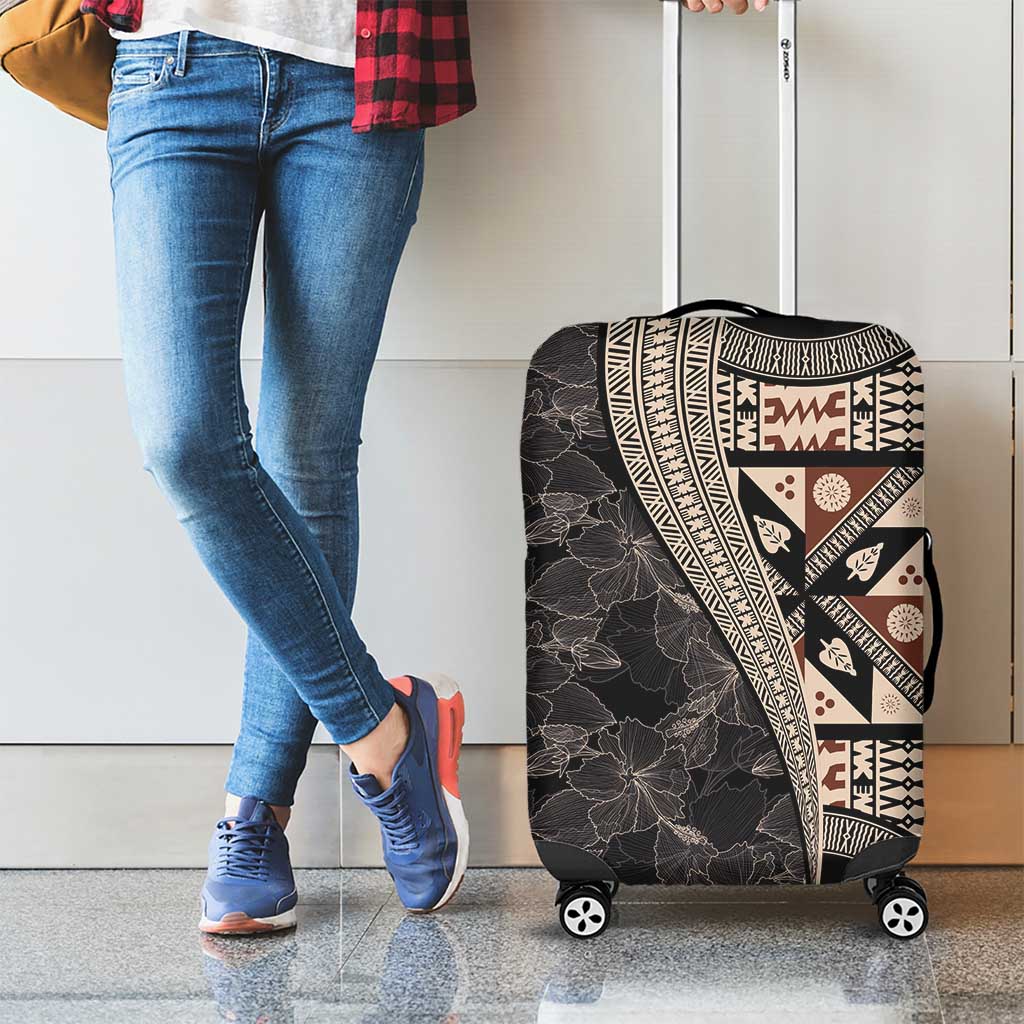 Bula Hibiscus Festival Luggage Cover Fijian Masi Pattern Half Style