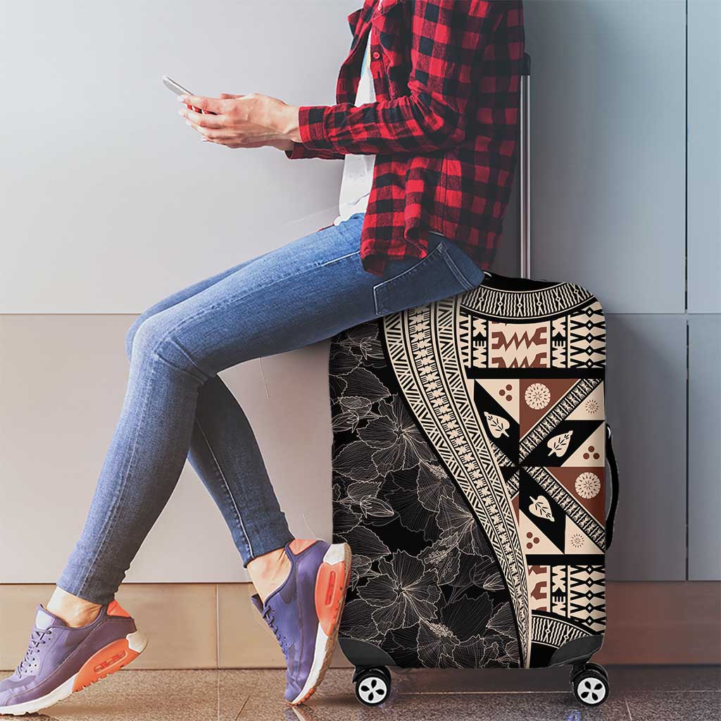 Bula Hibiscus Festival Luggage Cover Fijian Masi Pattern Half Style