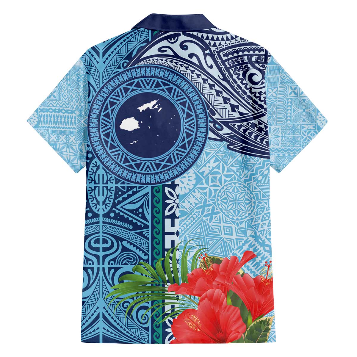 Fiji Day Family Matching Off The Shoulder Long Sleeve Dress and Hawaiian Shirt Tapa Pattern and Hibiscus Flower LT03 - Polynesian Pride