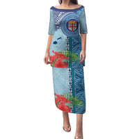 Fiji Day Family Matching Puletasi and Hawaiian Shirt Tapa Pattern and Hibiscus Flower