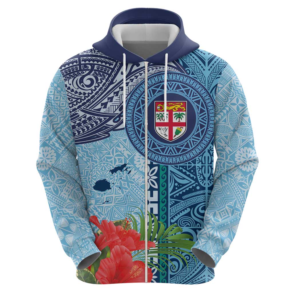 Fiji Day Hoodie Tapa Pattern and Hibiscus Flower