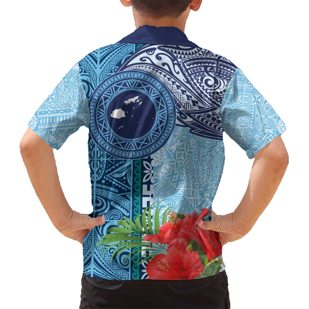 Fiji Day Kid Hawaiian Shirt Tapa Pattern and Hibiscus Flower