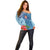 Fiji Day Off Shoulder Sweater Tapa Pattern and Hibiscus Flower