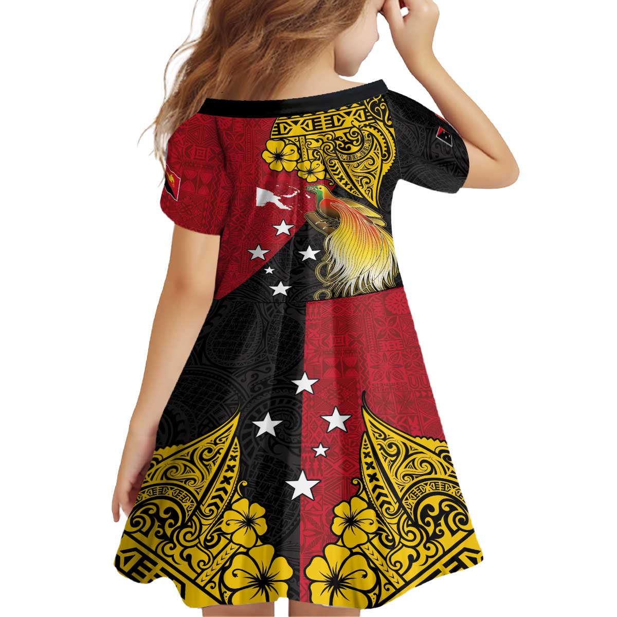Papua New Guinea Independence Day Family Matching Puletasi and Hawaiian Shirt Bird-of-Paradise with Map and Polynesian Pattern LT03 - Polynesian Pride