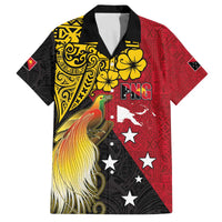 Papua New Guinea Independence Day Family Matching Puletasi and Hawaiian Shirt Bird-of-Paradise with Map and Polynesian Pattern LT03 Dad's Shirt - Short Sleeve Black - Polynesian Pride