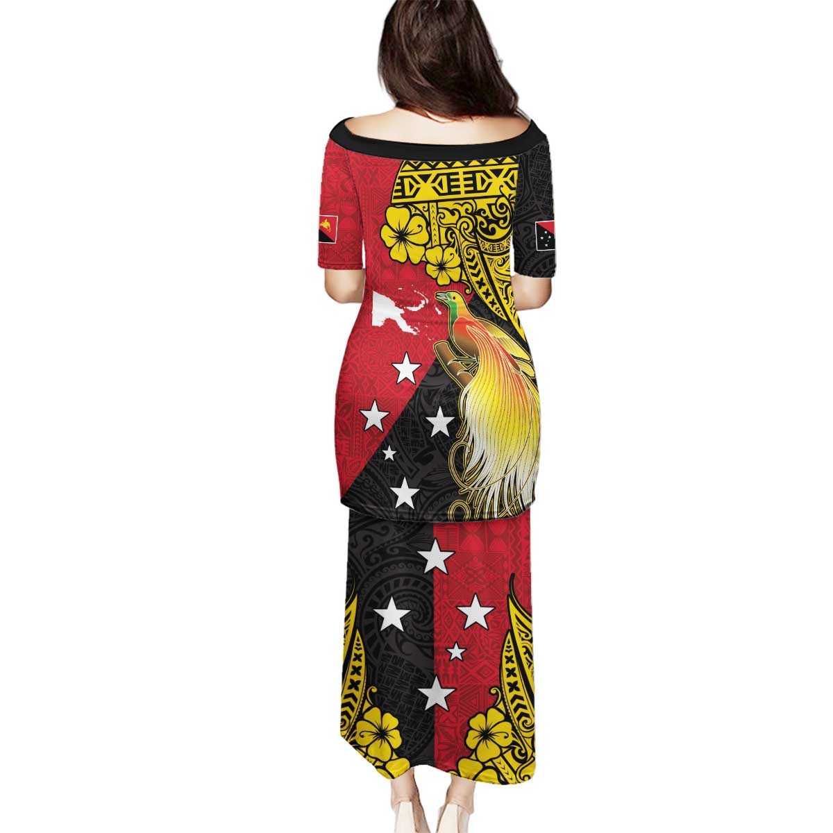 Papua New Guinea Independence Day Family Matching Puletasi and Hawaiian Shirt Bird-of-Paradise with Map and Polynesian Pattern LT03 - Polynesian Pride