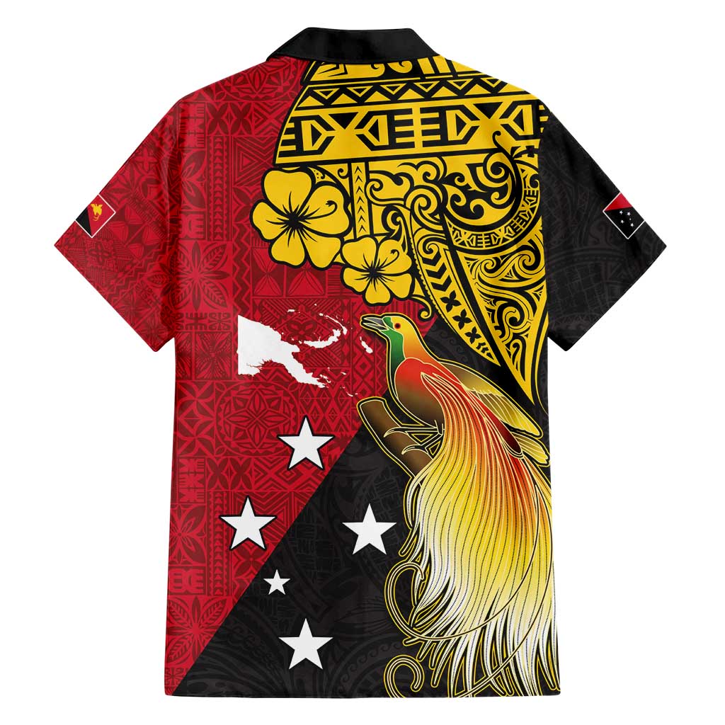Papua New Guinea Independence Day Family Matching Short Sleeve Bodycon Dress and Hawaiian Shirt Bird-of-Paradise with Map and Polynesian Pattern LT03 - Polynesian Pride