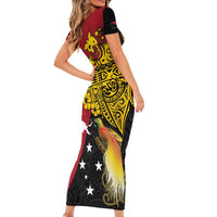 Papua New Guinea Independence Day Family Matching Short Sleeve Bodycon Dress and Hawaiian Shirt Bird-of-Paradise with Map and Polynesian Pattern LT03 - Polynesian Pride