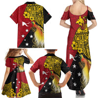 Papua New Guinea Independence Day Family Matching Summer Maxi Dress and Hawaiian Shirt Bird-of-Paradise with Map and Polynesian Pattern LT03 - Polynesian Pride