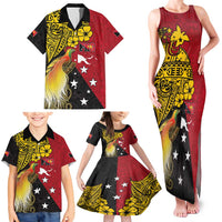 Papua New Guinea Independence Day Family Matching Tank Maxi Dress and Hawaiian Shirt Bird-of-Paradise with Map and Polynesian Pattern LT03 - Polynesian Pride