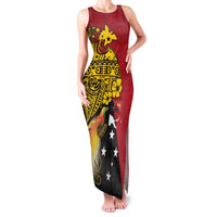 Papua New Guinea Independence Day Family Matching Tank Maxi Dress and Hawaiian Shirt Bird-of-Paradise with Map and Polynesian Pattern LT03 Mom's Dress Black - Polynesian Pride