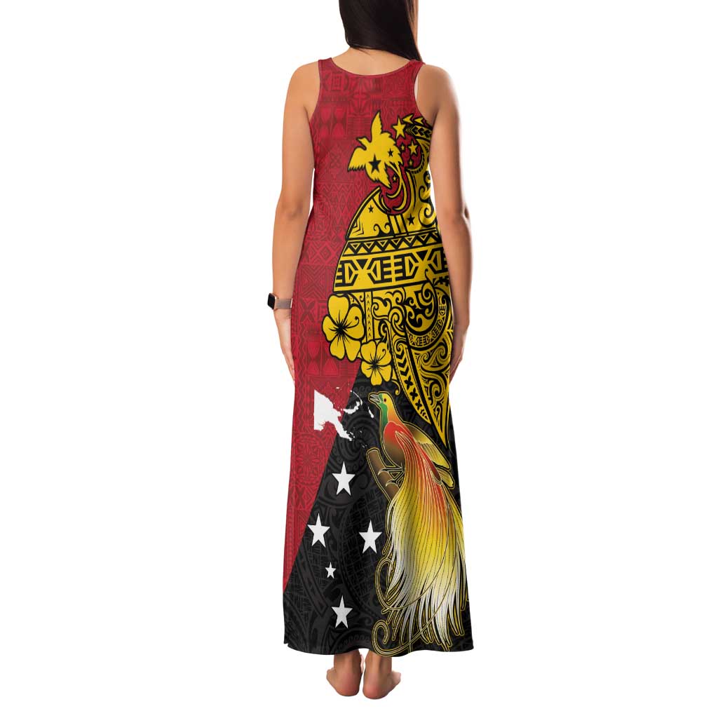 Papua New Guinea Independence Day Family Matching Tank Maxi Dress and Hawaiian Shirt Bird-of-Paradise with Map and Polynesian Pattern LT03 - Polynesian Pride