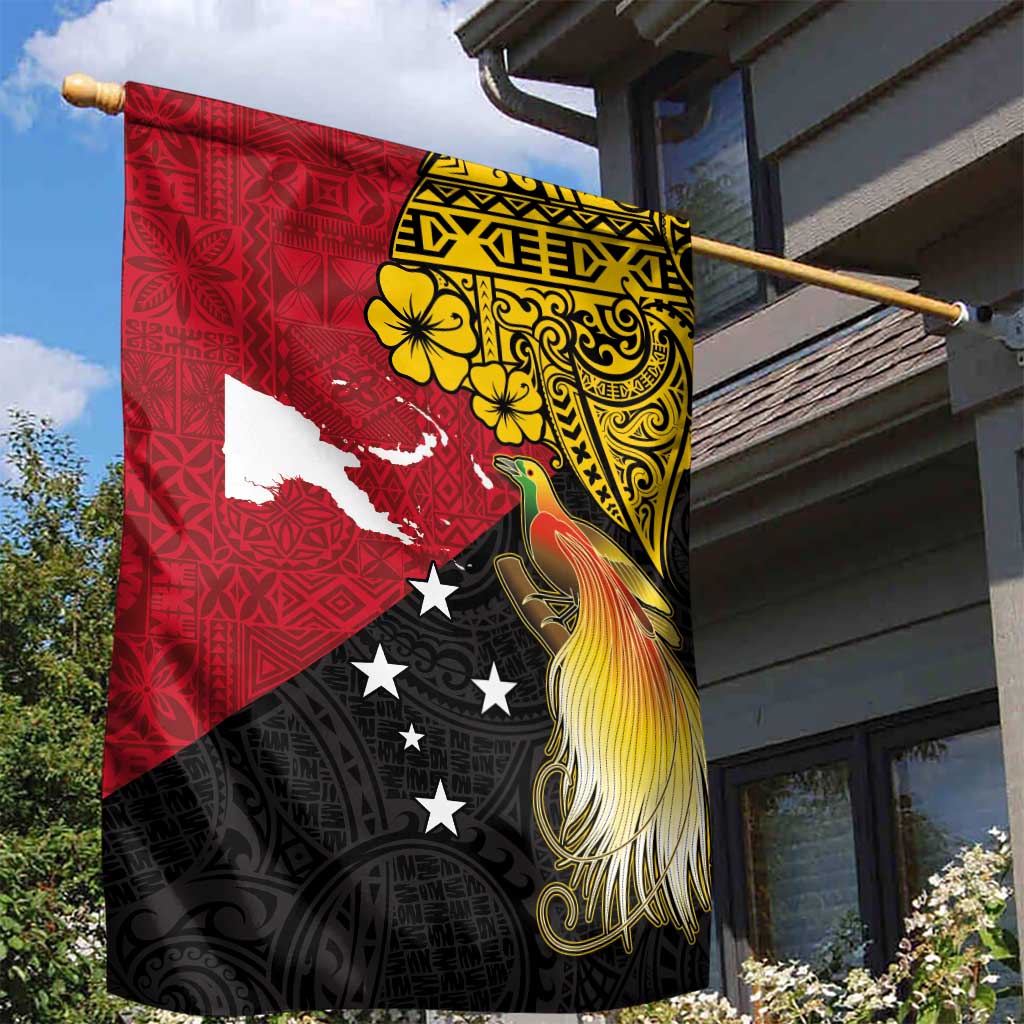 Papua New Guinea Independence Day Garden Flag Bird-of-Paradise with Map and Polynesian Pattern