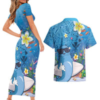 Aloha Hawaiian Monk Seal Couples Matching Short Sleeve Bodycon Dress and Hawaiian Shirt Polynesian Tattoo The Ocean and Undersea Vibe LT03 - Polynesian Pride