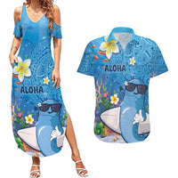 Aloha Hawaiian Monk Seal Couples Matching Summer Maxi Dress and Hawaiian Shirt Polynesian Tattoo The Ocean and Undersea Vibe LT03 Blue - Polynesian Pride