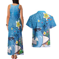 Aloha Hawaiian Monk Seal Couples Matching Tank Maxi Dress and Hawaiian Shirt Polynesian Tattoo The Ocean and Undersea Vibe LT03 - Polynesian Pride