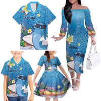 Aloha Hawaiian Monk Seal Family Matching Off The Shoulder Long Sleeve Dress and Hawaiian Shirt Polynesian Tattoo The Ocean and Undersea Vibe LT03 - Polynesian Pride