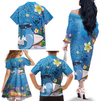 Aloha Hawaiian Monk Seal Family Matching Off The Shoulder Long Sleeve Dress and Hawaiian Shirt Polynesian Tattoo The Ocean and Undersea Vibe LT03 - Polynesian Pride