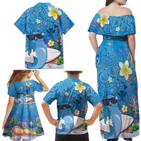 Aloha Hawaiian Monk Seal Family Matching Off Shoulder Maxi Dress and Hawaiian Shirt Polynesian Tattoo The Ocean and Undersea Vibe LT03 - Polynesian Pride