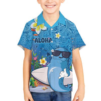 Aloha Hawaiian Monk Seal Family Matching Off Shoulder Maxi Dress and Hawaiian Shirt Polynesian Tattoo The Ocean and Undersea Vibe LT03 Son's Shirt Blue - Polynesian Pride