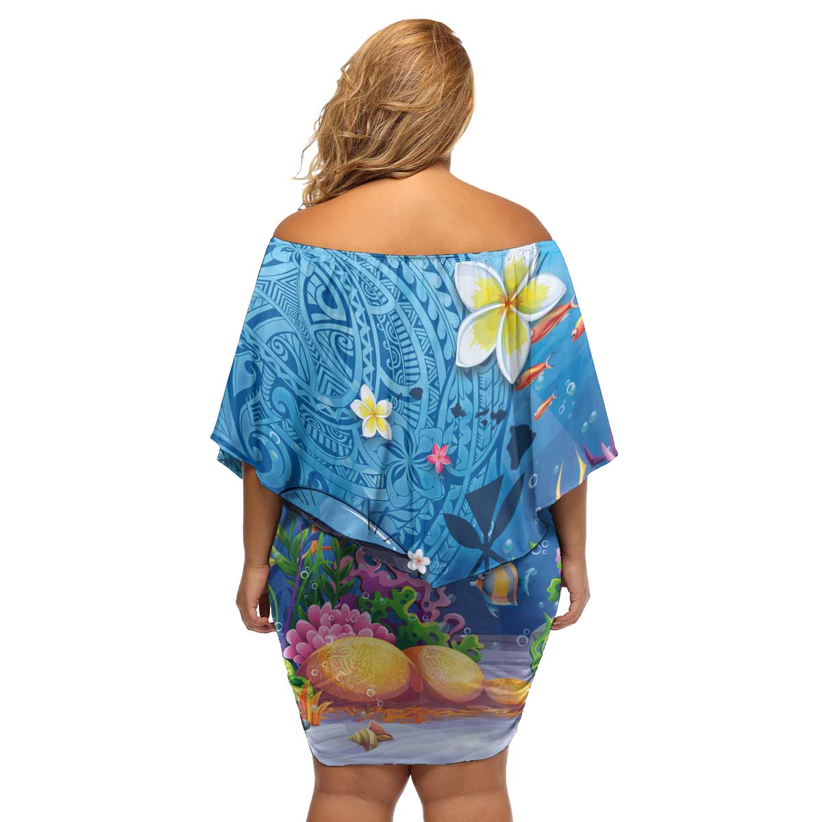 Aloha Hawaiian Monk Seal Family Matching Off Shoulder Short Dress and Hawaiian Shirt Polynesian Tattoo The Ocean and Undersea Vibe LT03 - Polynesian Pride