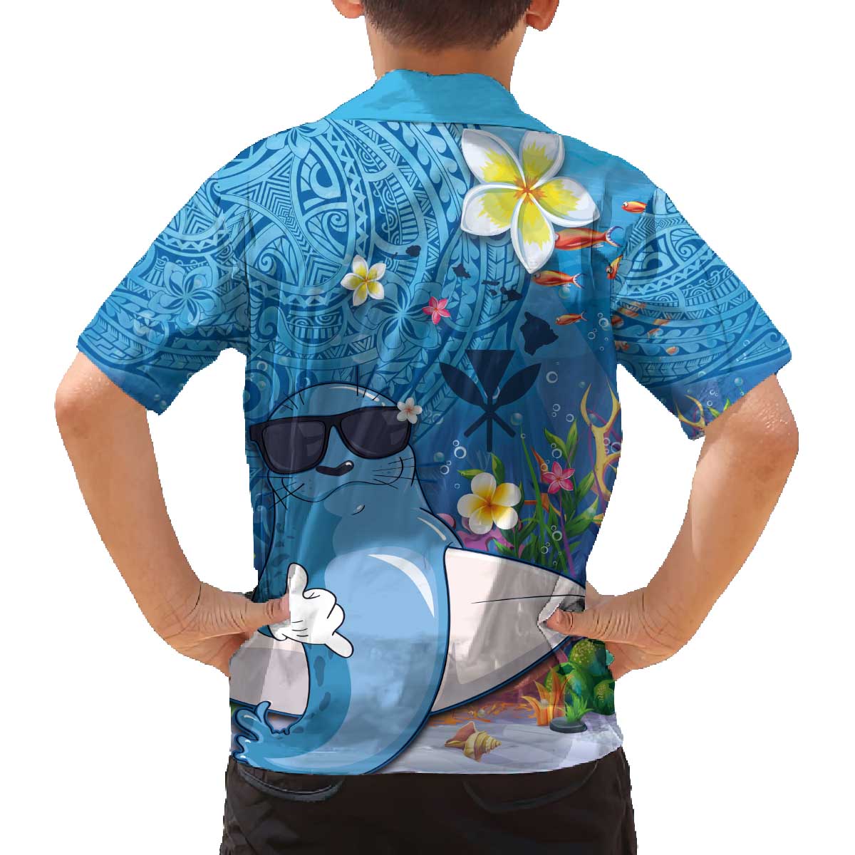 Aloha Hawaiian Monk Seal Family Matching Puletasi and Hawaiian Shirt Polynesian Tattoo The Ocean and Undersea Vibe LT03 - Polynesian Pride