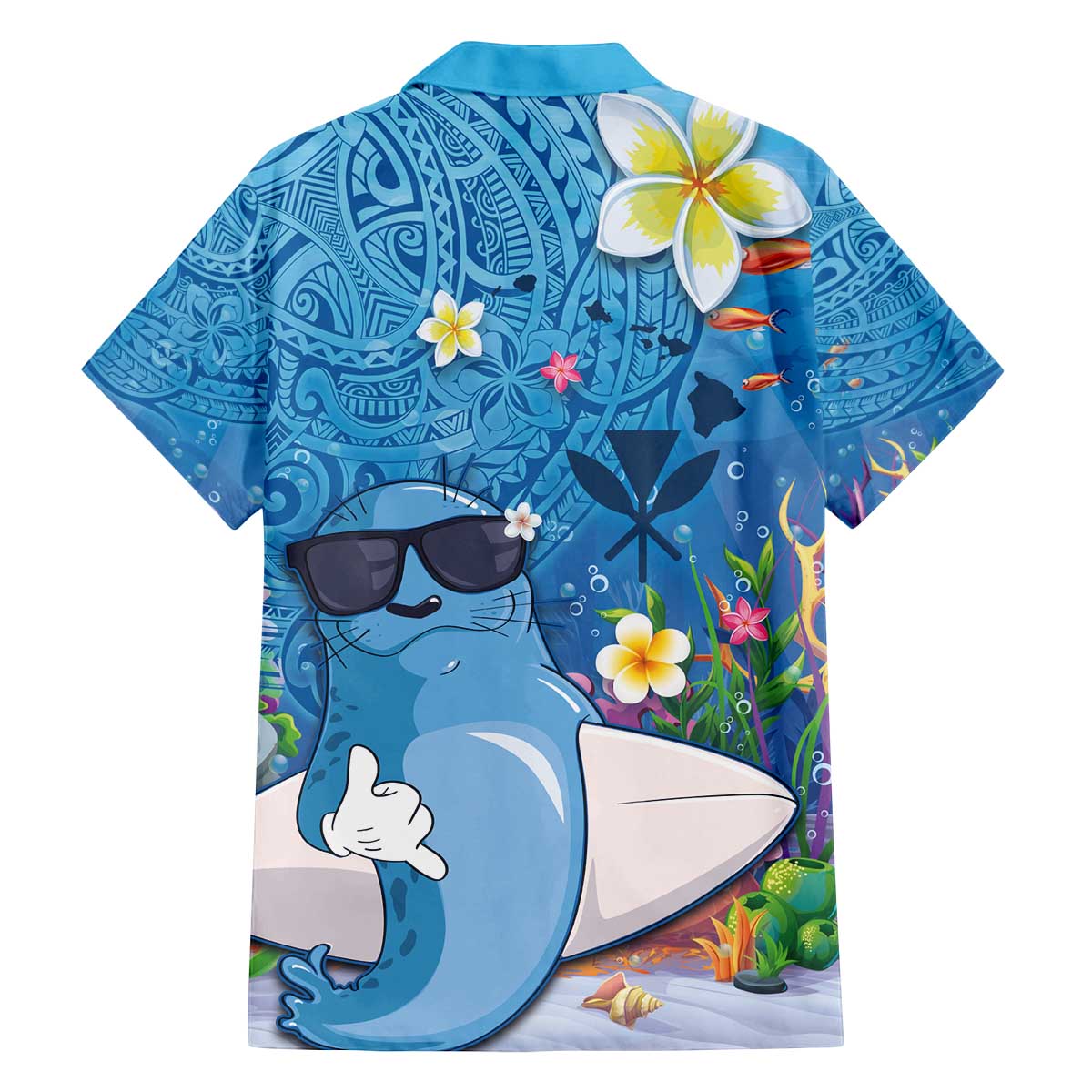 Aloha Hawaiian Monk Seal Family Matching Puletasi and Hawaiian Shirt Polynesian Tattoo The Ocean and Undersea Vibe LT03 - Polynesian Pride