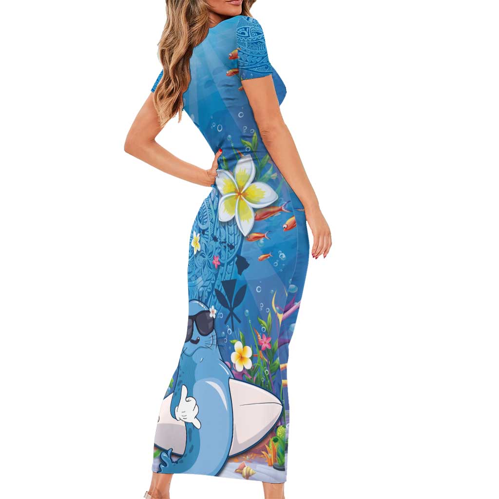 Aloha Hawaiian Monk Seal Family Matching Short Sleeve Bodycon Dress and Hawaiian Shirt Polynesian Tattoo The Ocean and Undersea Vibe LT03 - Polynesian Pride