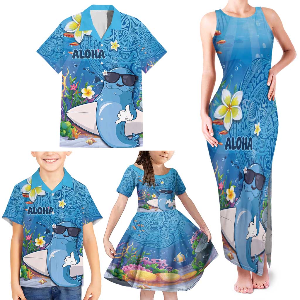 Aloha Hawaiian Monk Seal Family Matching Tank Maxi Dress and Hawaiian Shirt Polynesian Tattoo The Ocean and Undersea Vibe LT03 - Polynesian Pride