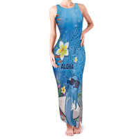 Aloha Hawaiian Monk Seal Family Matching Tank Maxi Dress and Hawaiian Shirt Polynesian Tattoo The Ocean and Undersea Vibe LT03 Mom's Dress Blue - Polynesian Pride
