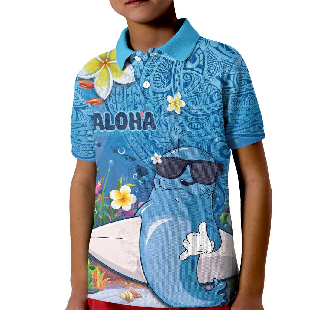 Aloha Hawaiian Monk Seal Kid Polo Shirt Polynesian Tattoo The Ocean and Undersea Vibe