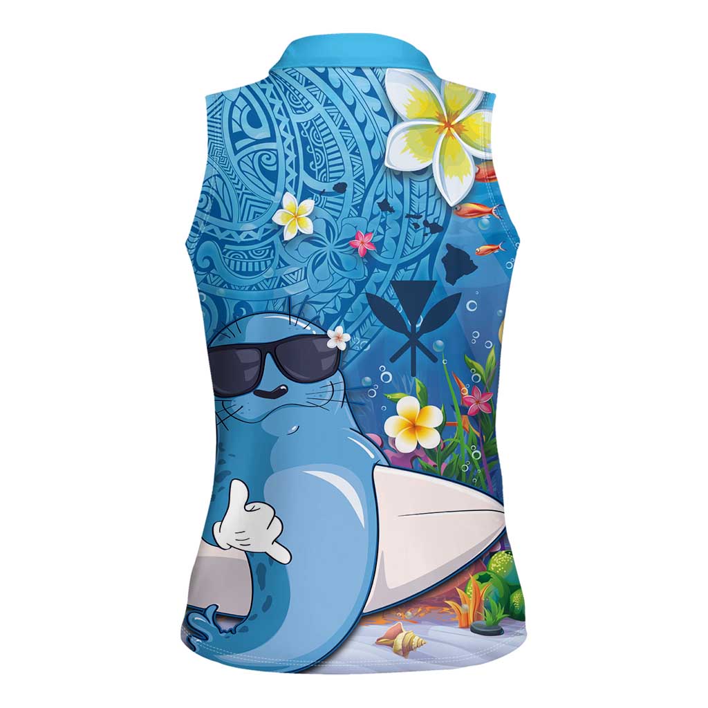 Aloha Hawaiian Monk Seal Women Sleeveless Polo Shirt Polynesian Tattoo The Ocean and Undersea Vibe LT03 - Polynesian Pride
